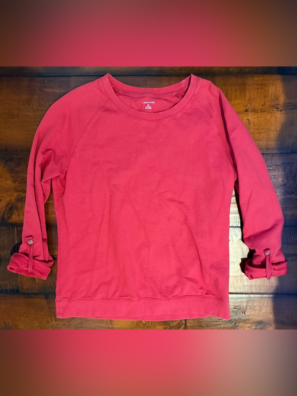 Lands' End Women's Red Crewneck Sweatshirt